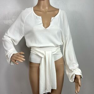 Muche & Muchette Viscose Blend Long Sleeve Tie Waist Top One Size